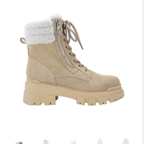 Marc Fisher Shoes - Marc Fisher Aboli Lug Sole Boot in Natural Suede